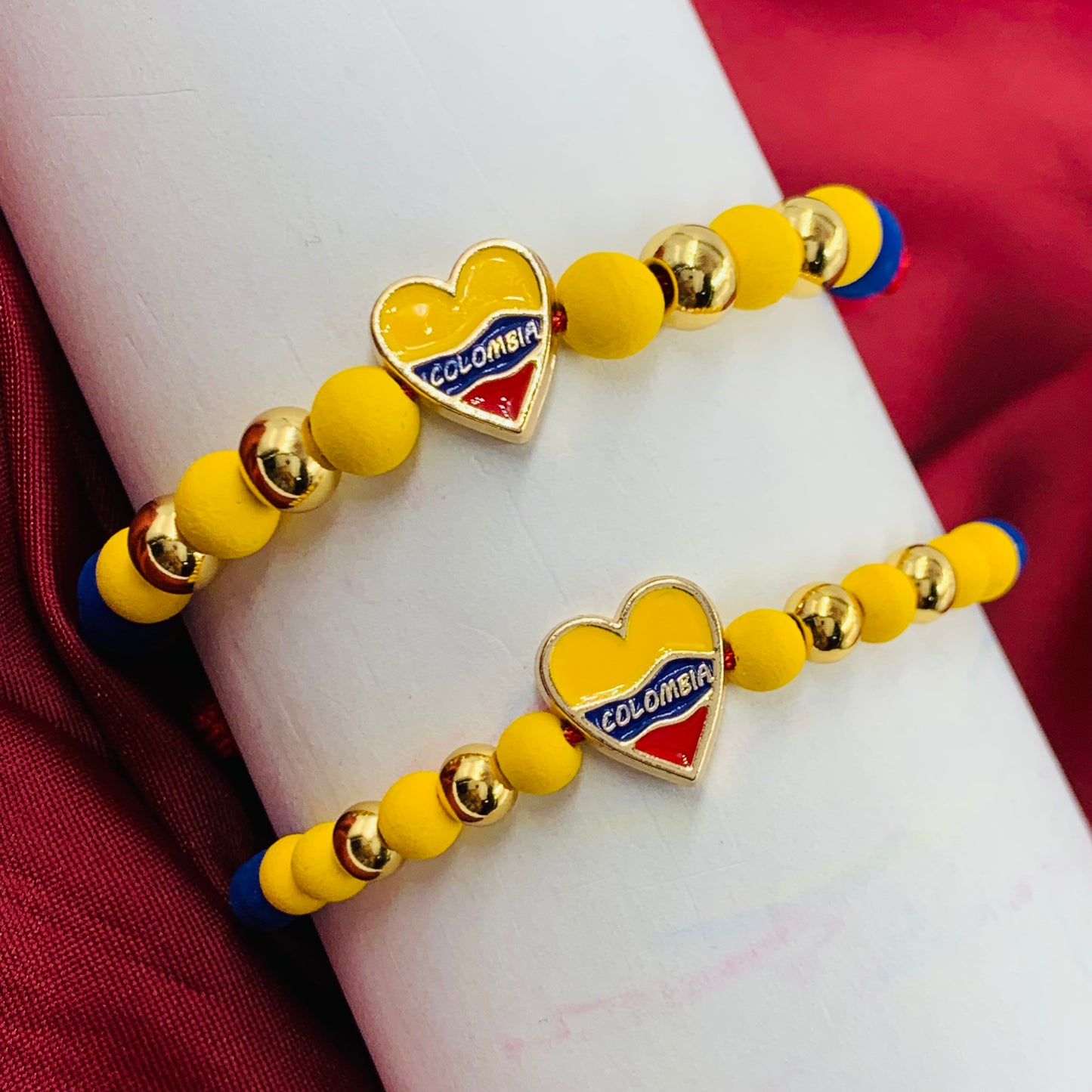 PULSERA ACERO NEOPRENO CORAZON COLOMBIA 8mm y 6mm