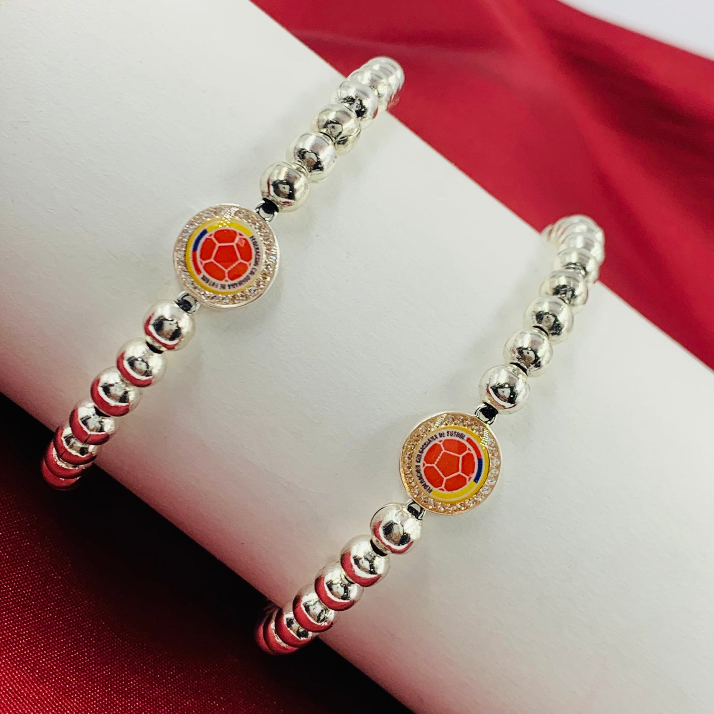 PULSERA RODIO BALIN PLATIZADO BALON COLOMBIA
