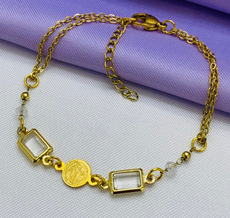 PULSERA ACERO INOXIDABLE SAN BENITO DORADO