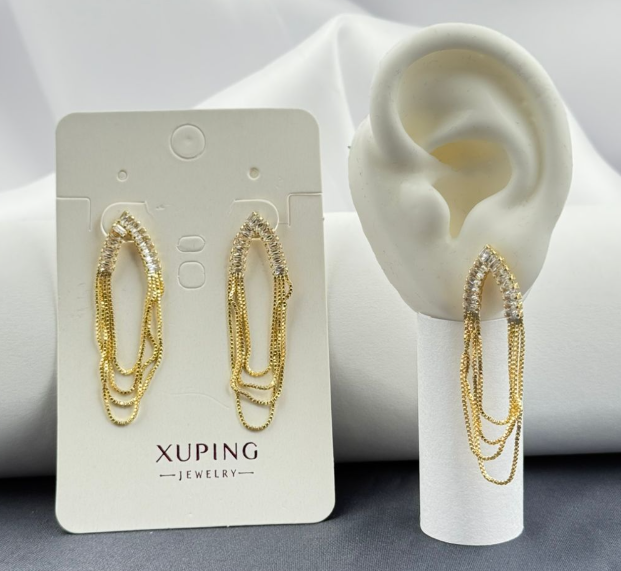 ARETE RODIO CHORRO CIRCON OVALO DORADO