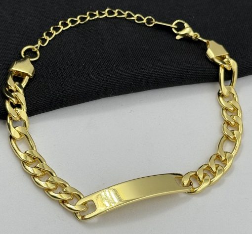 PULSERA RODIO PLACA CARTIER GRUESA DORADO