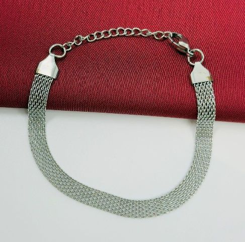 PULSERA ACERO INOXIDABLE GRUESA MALLA PLATEADO