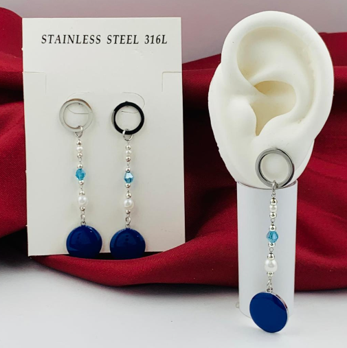 ARETE ACERO INOXIDABLE COLGANTE PUNTA AZUL PLATEADO