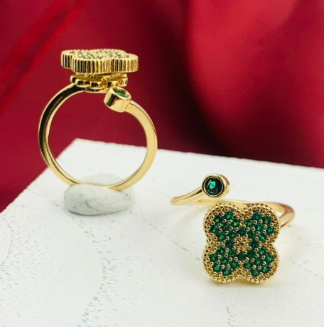 ANILLO RODIO GIRATORIO VAN CLEF CIRCON VERDE DORADO