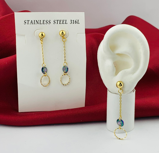 ARETE ACERO INOXIDABLE COLGANTE CIRCULO CIRCON AZUL