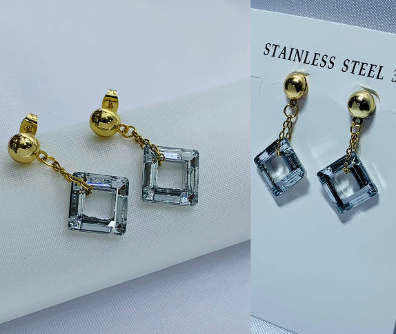 ARETE ACERO INOXIDABLE COLGANTE ROMBO CRISTAL