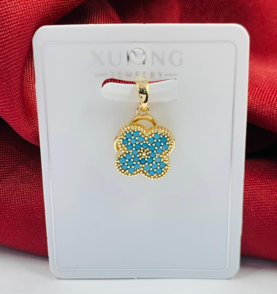 DIJE RODIO VAN CLEF CIRCON AZUL DORADO