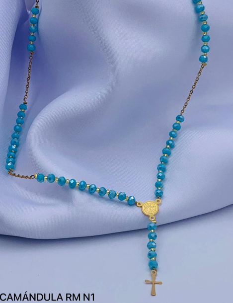 CAMANDULA ACERO INOXIDABLE DELGADA AZUL