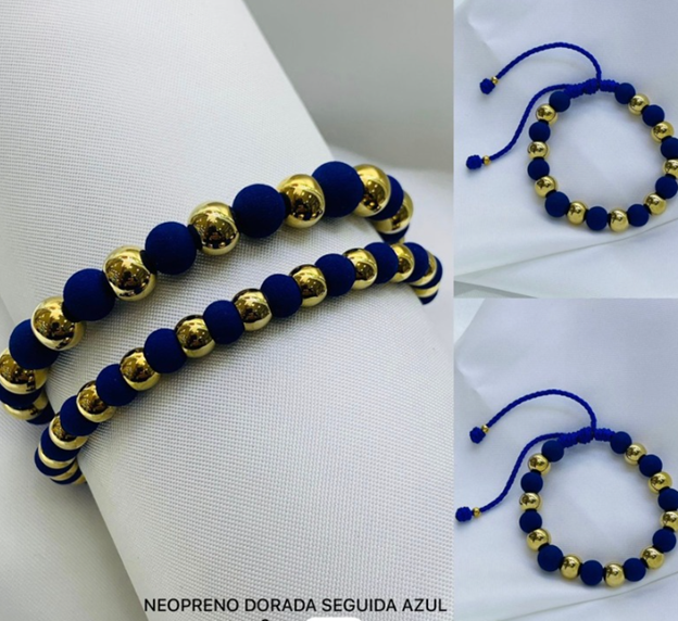 PULSERA NEOPRENO ACERO INOXIDABLE AZUL