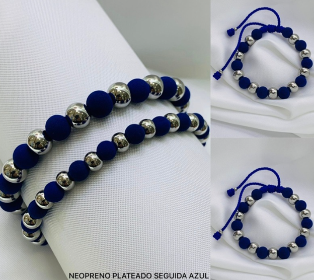 PULSERA NEOPRENO ACERO INOXIDABLE AZUL
