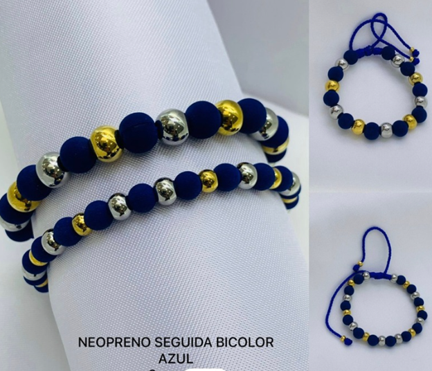 PULSERA NEOPRENO ACERO INOXIDABLE AZUL