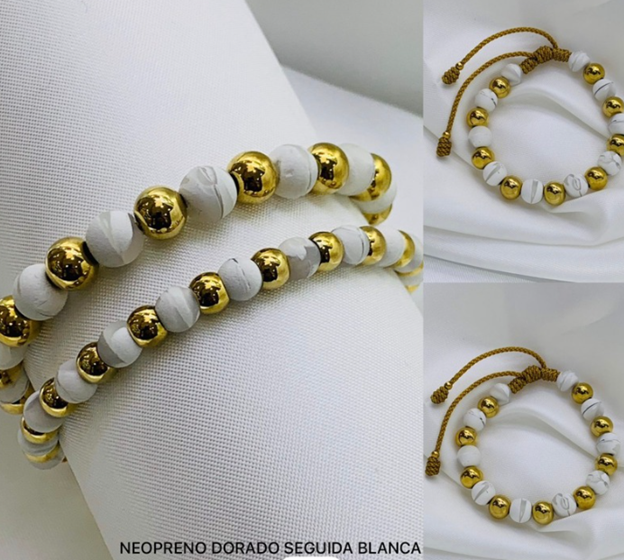 PULSERA NEOPRENO ACERO INOXIDABLE BLANCO