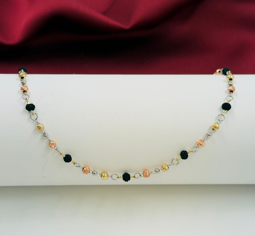 CADENA RODIO NEPOPRENO NEGRO BALIN DIAMANTADO 3 OROS