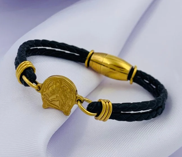 PULSERA CUERO ACERO INOXIDABLE CABALLO