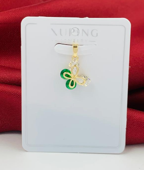 DIJE RODIO MARIPOSA CIRCON VERDE DORADO PEQUE