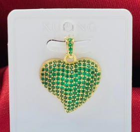 DIJE RODIO CORAZON DORADO CIRCON VERDE