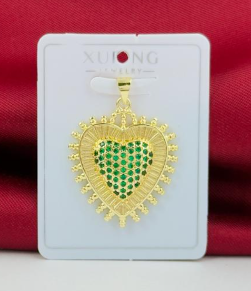 DIJE RODIO CORAZON VERDE PUNTAS REDEDOR
