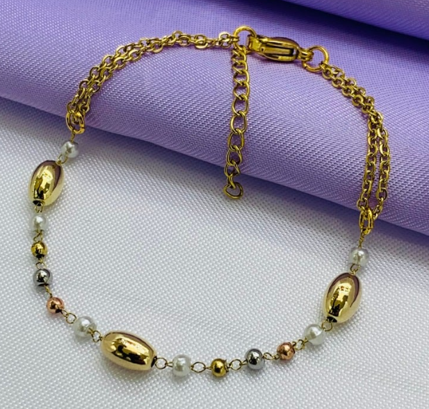 PULSERA ACERO INOXIDABLE 3 OROS DORADO