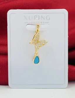 DIJE RODIO MARIPOSA CIRCON COLGANTE AZUL DORADO