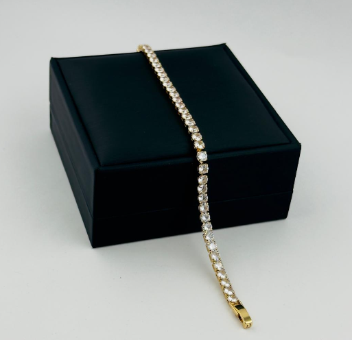 PULSERA RODIO TENIS CIRCON BLANCO DORADO