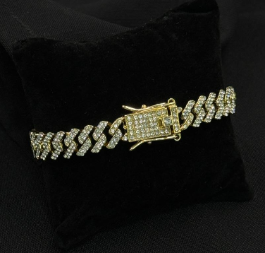 PULSERA RODIO CIRCONES DORADA REGUETONERA