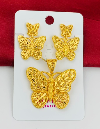 JUEGO RODIO FILIGRANA MARIPOSA DORADO