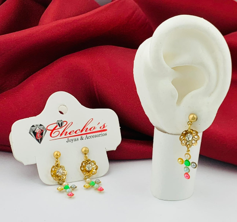 ARETE COVER GOLD COLGANTE FLOR CRUZ COLORES