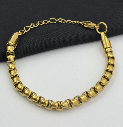 PULSERA ACERO INOXIDABLE DORADO VENECIANO GRUESO