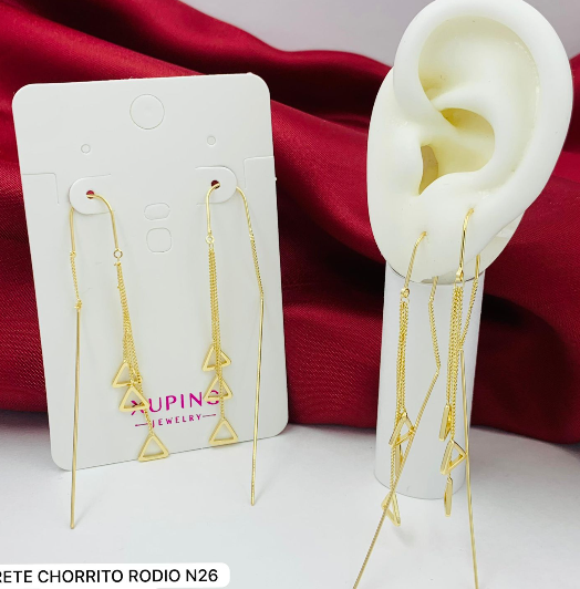 ARETE RODIO CHORRITOS TRIANGULOS DORADO