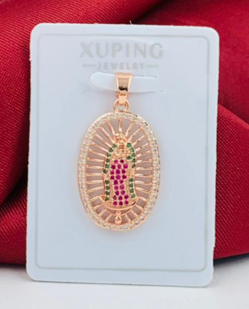 DIJE RODIO VIRGEN CIRCON COLORES ROSA