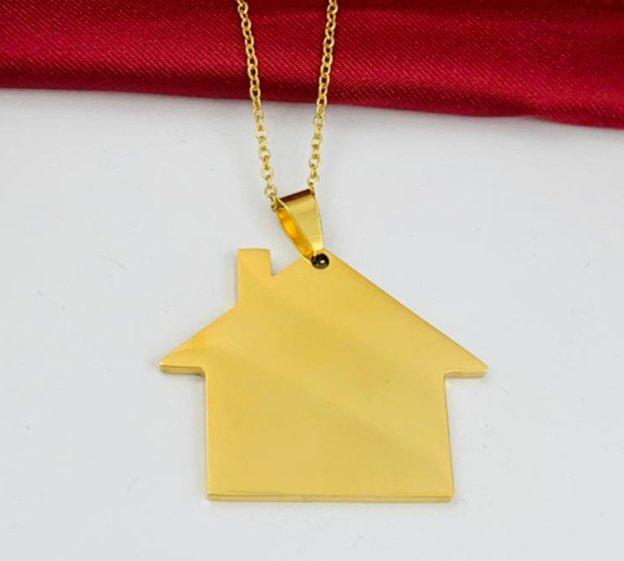 DUO ACERO INOXIDABLE PLACA CASA DORADO