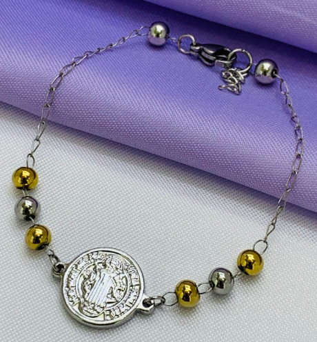 PULSERA ACERO INOXIDABLE PLATEADO DORADO