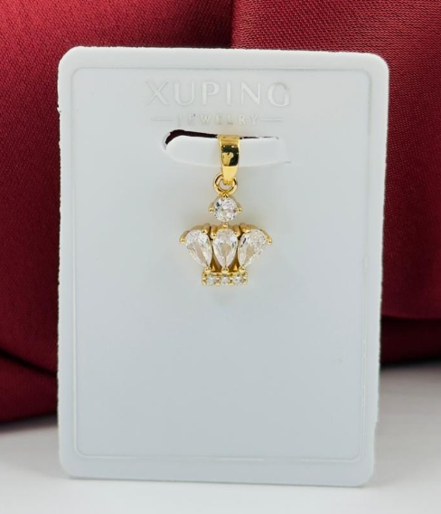 DIJE RODIO CORONA CIRCON GRANDE DORADO