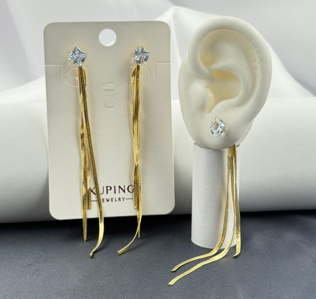 ARETE RODIO CHORROS TOPO CIRCON DORADO 3 LINEAS