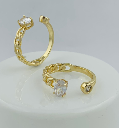 ANILLO RODIO DORADO PERLA AL LADO E INCRUSTADA