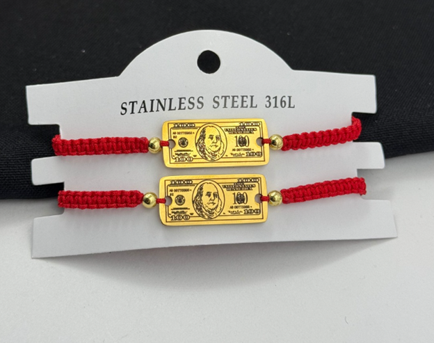 PULSERA ACERO INOXIDABLE DOLLAR DORADO C/U