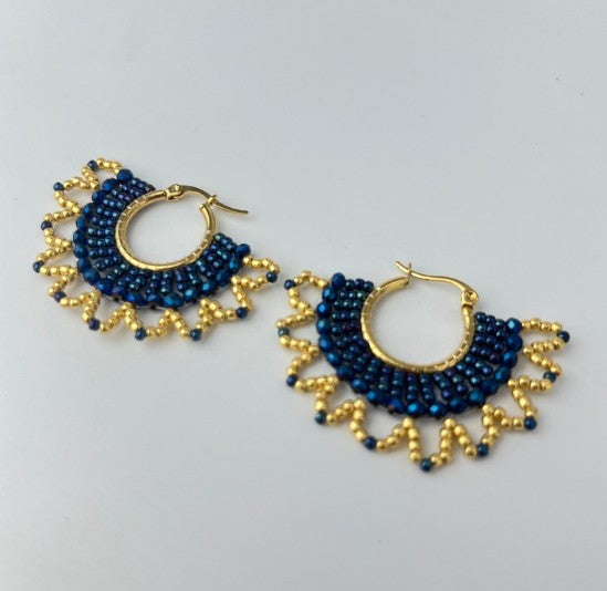 CANDONGA TEJIDA AZUL-BORDE DORADO