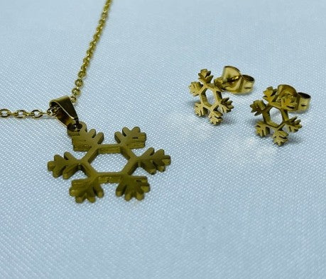 JUEGO COPO DE NIEVE ACERO DORADO