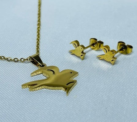 JUEGO AVE ACERO DORADA