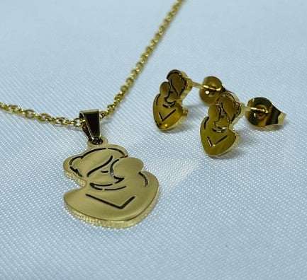 JUEGO MAMA E HIJO ACERO DORADO