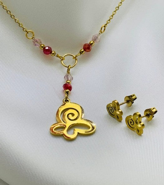 JUEGO MARIPOSA MURANO ROJO