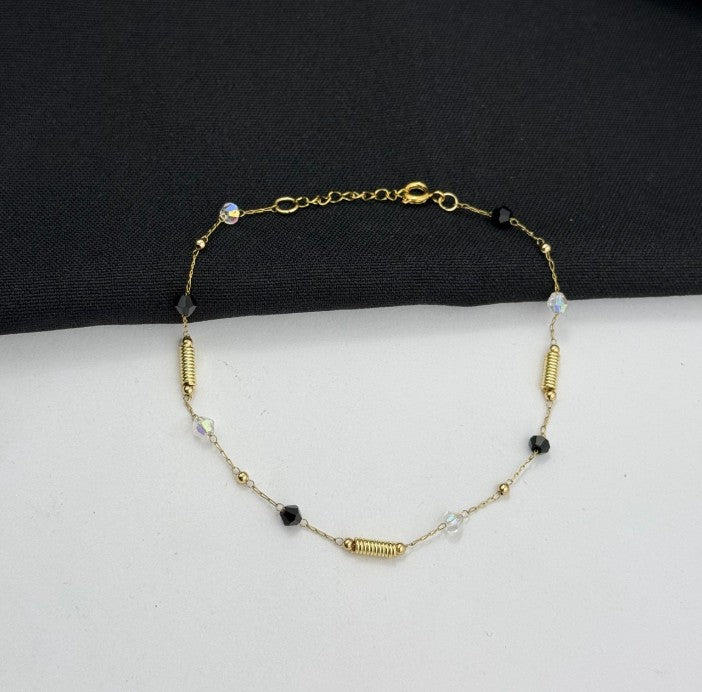 TOBILLERA RODIO CON MURANO TRANSPARENTE