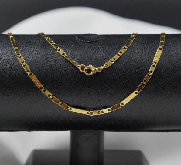 CADENA DORADA PLANA CRUZ ACERO INOXIDABLE 60CM