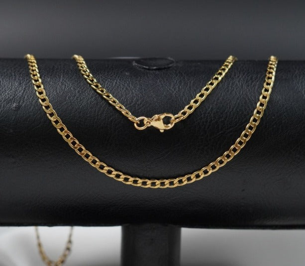 CADENA DORADA CUBANA ACERO INOXIDABLE 60CM