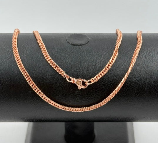 CADENA ROSA DOBLE ESLABON DELGADA ACERO INOXIDABLE 60CM