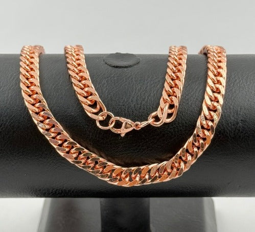 CADENA ROSA DOBLE ESLABON GRUESA ACERO INOXIDABLE 60CM