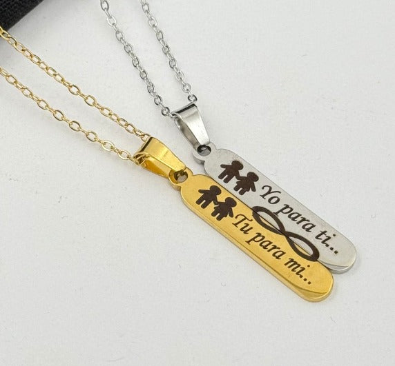 DUO "YO PARA TI, TU PARA MI" DORADO Y PLATEADO ACERO INOXIDABLE