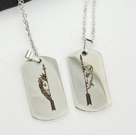 DUO LEON/LEONA PLATEADO ACERO INOXIDABLE