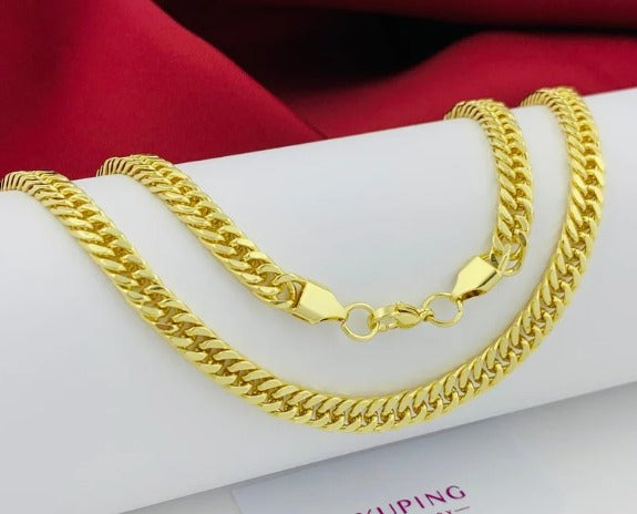 CADENA DORADA DOBLE ESLABON GRUESA RODIO 60CM