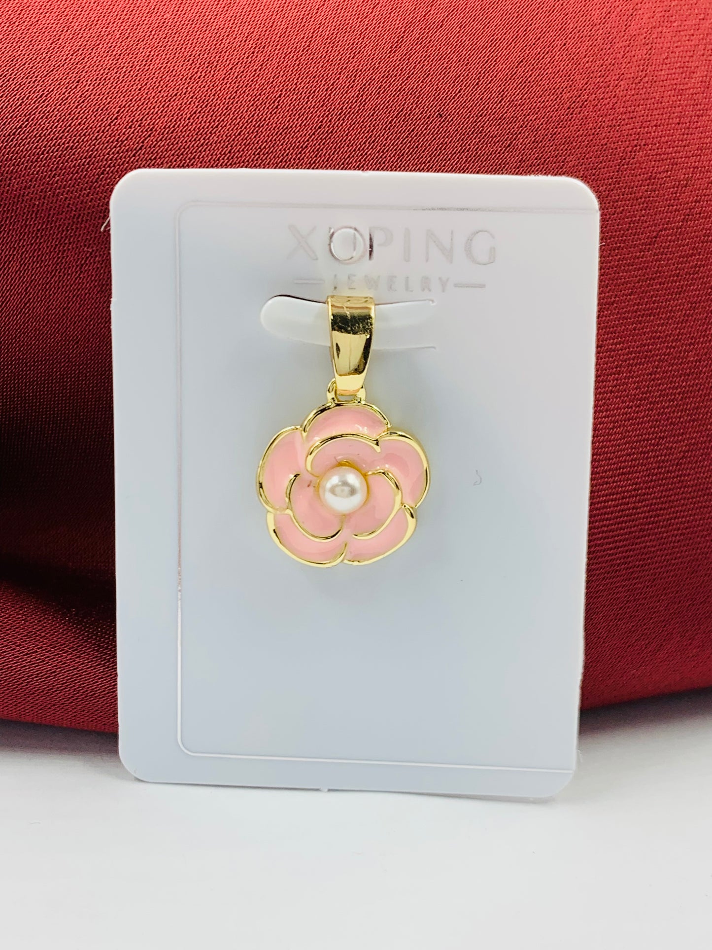 DIJE RODIO FLOR PERLA DORADO